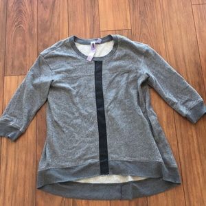 Shop Bop tunic sweatshirt with real leather detail